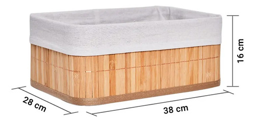Canasto Organizador Plegable Decorativo Vonne Bambú Marrón Claro