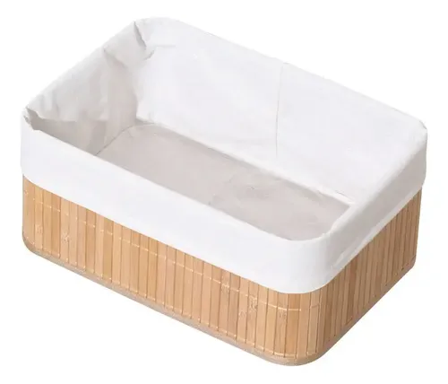 Canasto Organizador Plegable Decorativo Vonne Bambú Marrón Claro