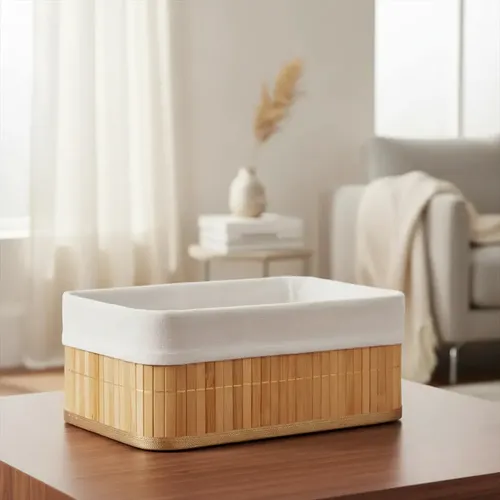Cesto Organizador Plegable De Bambú Rentangular 33x23x14 Cm Marrón Natural