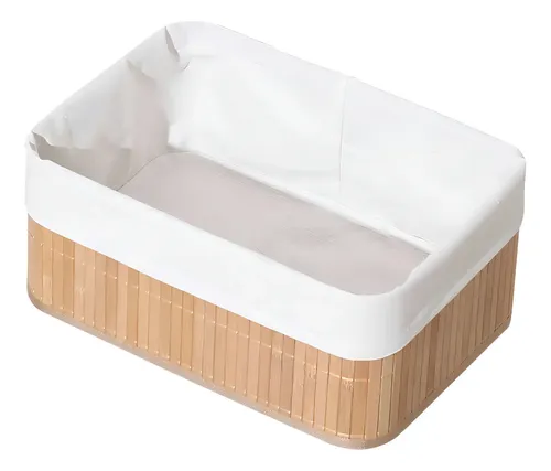 Cesto Organizador Plegable De Bambú Rentangular 33x23x14 Cm Marrón Natural