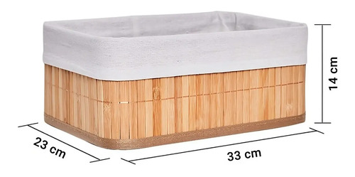 Cesto Organizador Plegable De Bambú Rentangular 33x23x14 Cm Marrón Natural