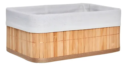 Cesto Organizador Plegable De Bambú Rentangular 33x23x14 Cm Marrón Natural