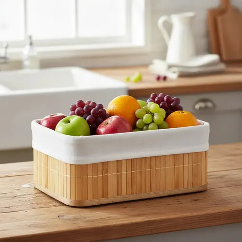 Cesto Organizador Plegable De Bambú Rentangular 33x23x14 Cm Marrón Natural