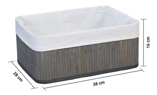 Cesto Organizador Caja Bambu Gris 38x28x16cm Plegable Baño