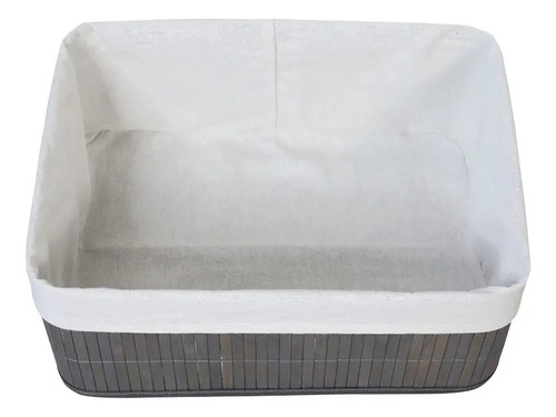 Canasto Decorativo Vonne Bambù Gris C/bolsa Algodon Gris Claro