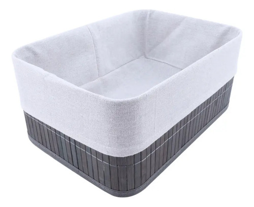 Canasto Decorativo Vonne Bambù Gris C/bolsa Algodon Gris Claro
