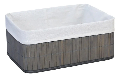 Canasto Decorativo Vonne Bambù Gris C/bolsa Algodon Gris Claro