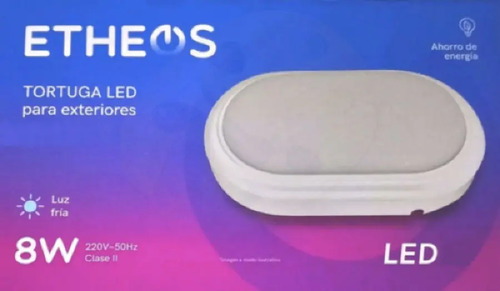 Plafon Tortuga Ovalada Led 8w Luz Fria Etheos Color Blanco