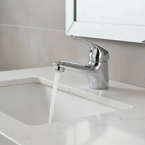 Griferia Lavatorio Kettle Monocomando Para Baño Con Flexibles Marca Gloa Cromo Brillante