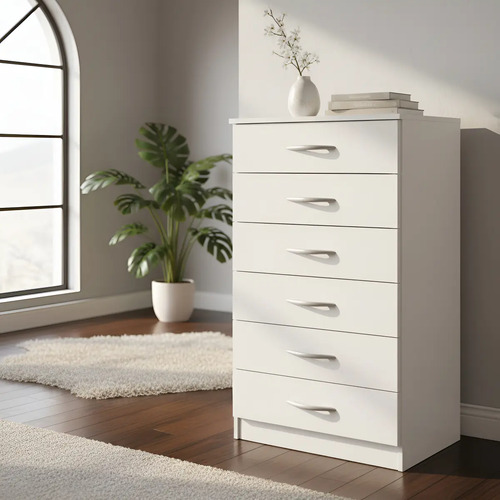 Chiffonier Platinum 6 Cajones Correderas Metálicas Color Blanco