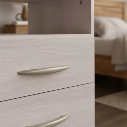 Mesa De Luz Gris Andino 1 Estante 1 Cajon Platinum Gris Andino Gris