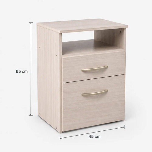 Mesa De Luz Gris Andino 1 Estante 1 Cajon Platinum Gris Andino Gris