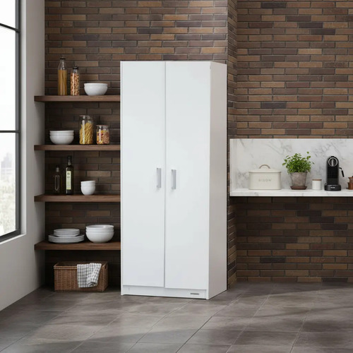 Mueble Escobero Multiuso Platinum 2 Puertas 4 Estantes Blanco