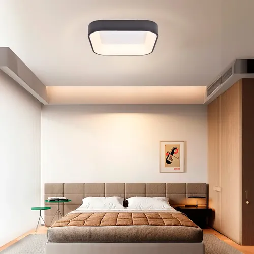 Plafon Techo Cuadrado Luz Led 3000k, 4000k, And 6500k Diseño Moderno 40w Negro