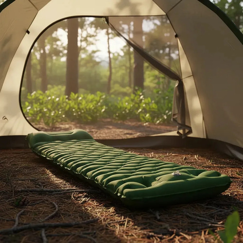 Colchoneta Camping Ultraliviana Con Almohada C/inflador Verde