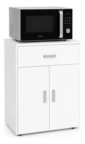 Mesa Para Microondas Con Cajon Platinum Blanca 2 Puertas Blanco