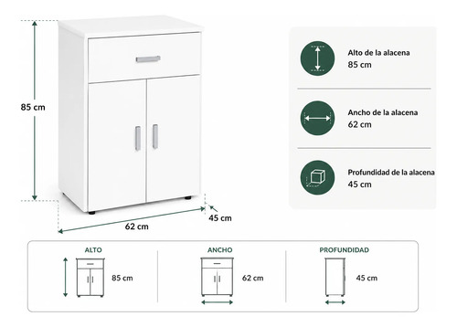 Mesa Para Microondas Con Cajon Platinum Blanca 2 Puertas Blanco