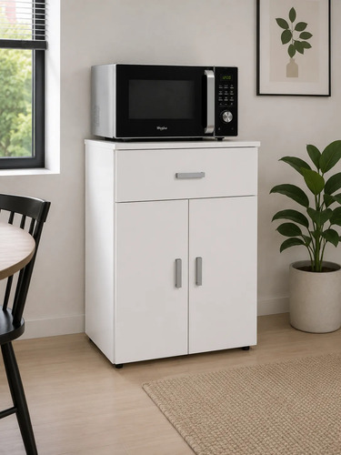 Mesa Para Microondas Con Cajon Platinum Blanca 2 Puertas Blanco