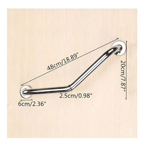 Agarradera Baño Gloa Angular Seguridad Acero 45cm Acero