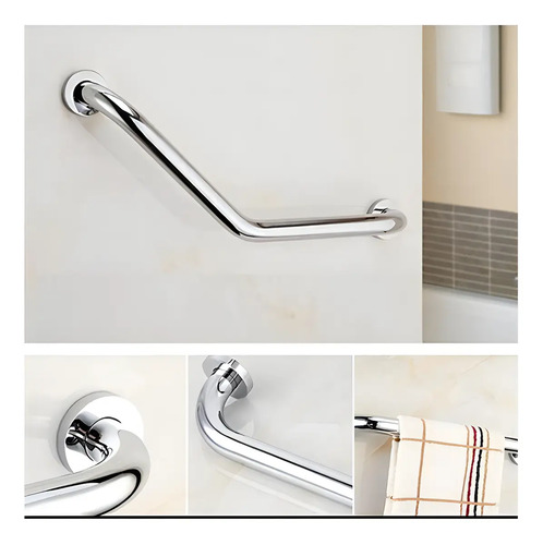 Agarradera Baño Gloa Angular Seguridad Acero 45cm Acero