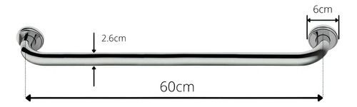 Agarradera Barral Recta Seguridad Acero Inoxdidable 60cm Plateado