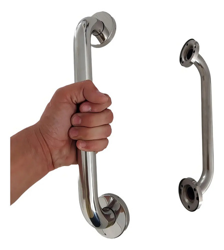 Agarradera Recta De Seguridad Para Baño De Acero Inoxidable Gloa De 45 Cm Plateado