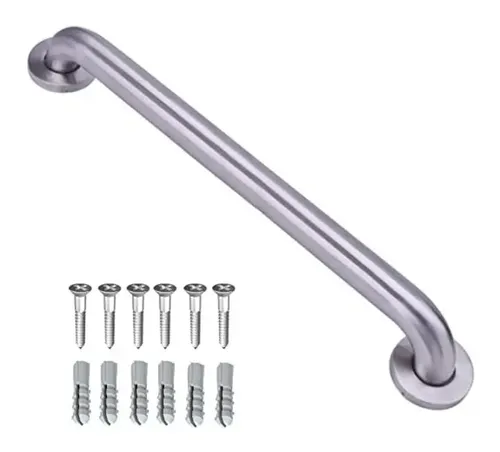 Agarradera Recta De Seguridad Para Baño De Acero Inoxidable Gloa De 45 Cm Plateado