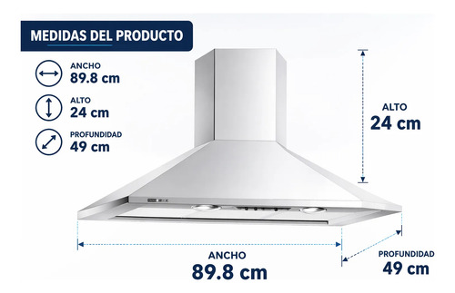 Extractor Purificador Spar Prima Ac. Inox. De Pared 90 Cm Blanco