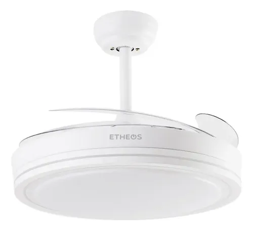 Ventilador De Techo Retráctil Etheos 100w Luz Led Control 1.2 M Blanco Transparente Plástico 4