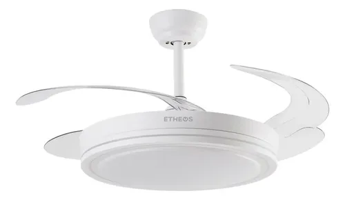 Ventilador De Techo Retráctil Etheos 100w Luz Led Control 1.2 M Blanco Transparente Plástico 4