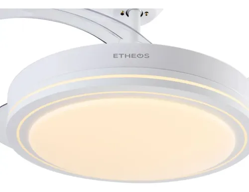Ventilador De Techo Retráctil Etheos 100w Luz Led Control 1.2 M Blanco Transparente Plástico 4