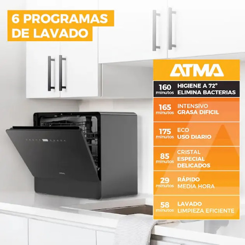 Lavavajillas Atma 5 Cubiertos Llj05 Sobremesada Negro