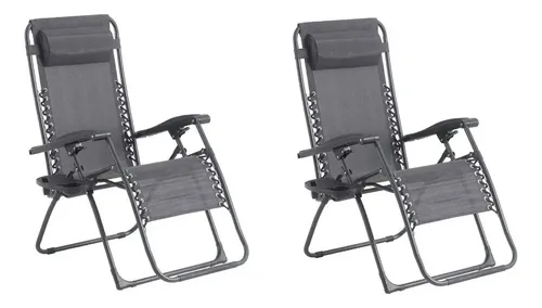 Set Reposera X2 Premium Home Gravedad Cero Caño Gris Gris