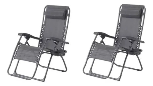 Set Reposera X2 Premium Home Gravedad Cero Caño Gris Gris