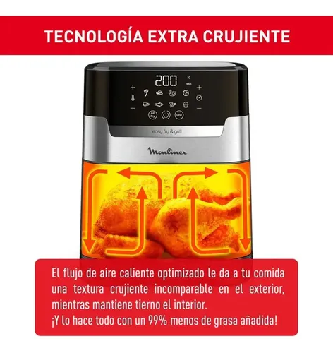 Freidora De Aire Moulinex Easy Fry & Grill 4,6l 8 Programas Color Gris 1500w
