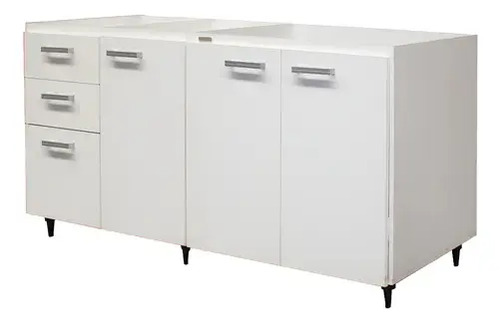Bajo Mesada Platinum Blanco 1.60 X 0.58 4 Puertas 3 Cajones Blanco