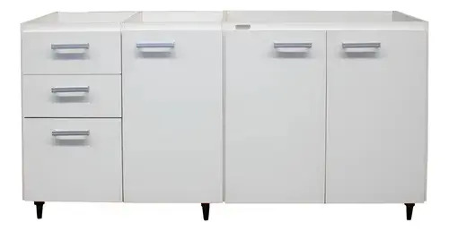 Bajo Mesada Platinum Blanco 1.60 X 0.58 4 Puertas 3 Cajones Blanco