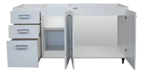 Bajo Mesada Platinum Blanco 1.60 X 0.58 4 Puertas 3 Cajones Blanco