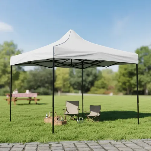Gazebo Plegable Kushiro 3x3 M Tela Oxford Aprueba Agua/uv Blanco