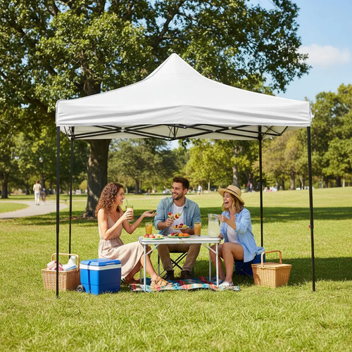 Gazebo Plegable Kushiro 3x3 M Tela Oxford Aprueba Agua/uv Blanco