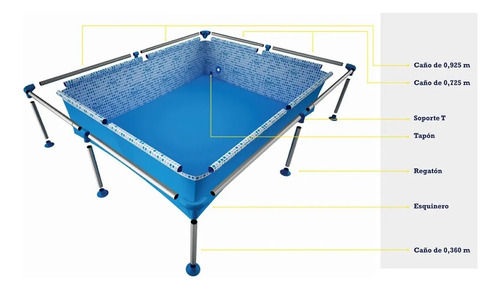 Pileta Estructural Rectangular Pelopincho 1020 Con Capacidad De 1000 Litros 1.85x1.45 M Azul Mosaico