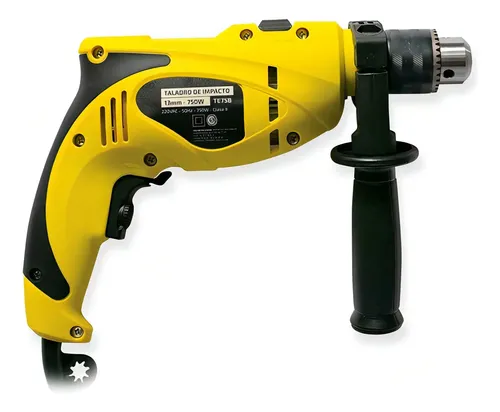 Taladro Percutor Atornillador 13mm 750w Mechas Puntas Maletin Barovo Amarillo