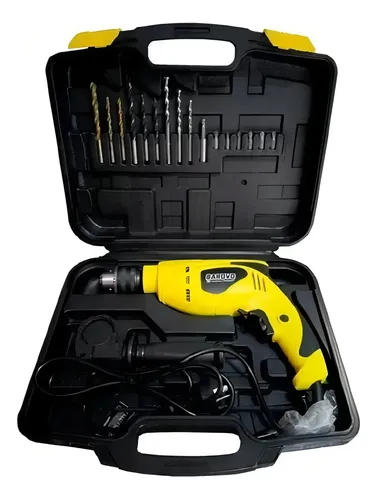 Taladro Percutor Atornillador 13mm 750w Mechas Puntas Maletin Barovo Amarillo