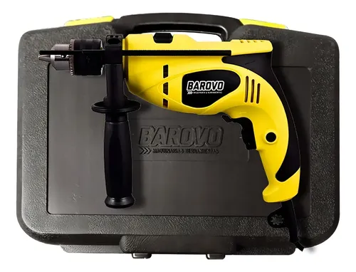 Taladro Percutor Atornillador 13mm 750w Mechas Puntas Maletin Barovo Amarillo