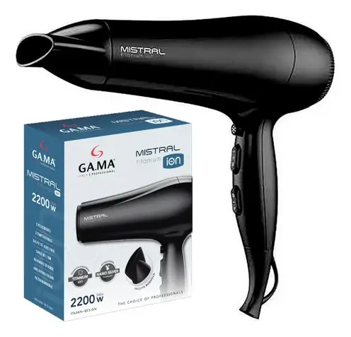 Secador Mistral Titanium Ion 2200w Gama Negro C/ Boquilla Negro