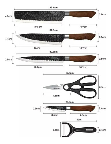 Set De 4 Cuchillos Chef Acero Inoxidable Tijera Y Pelador