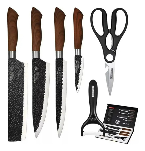 Set De 4 Cuchillos Chef Acero Inoxidable Tijera Y Pelador