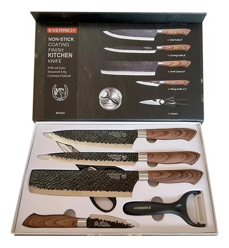 Set De 4 Cuchillos Chef Acero Inoxidable Tijera Y Pelador