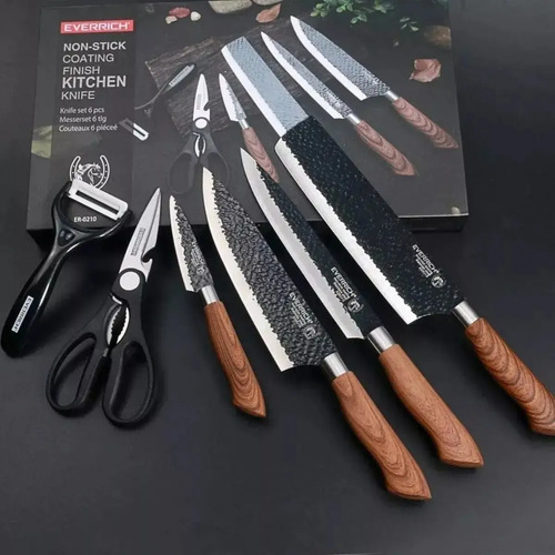 Set De 4 Cuchillos Chef Acero Inoxidable Tijera Y Pelador