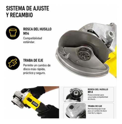 Amoladora Angular 4 1/2 750 Wts Barovo Aa75b Color Amarillo Frecuencia 50 Hz